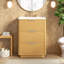 Meuble-lavabo de luxe moderne 24 po avec lavabo en céramique, armoire de salle de bain avec tablette ouverte et rangement fermé