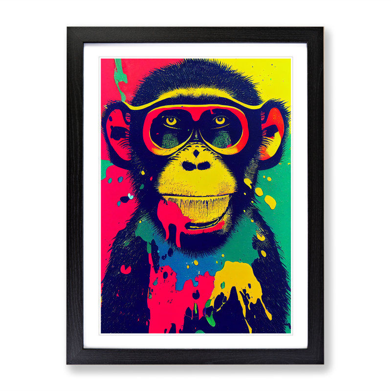 XV1022-3345X Painted Monkey No.2 Abstract - Single Picture Frame Painting, Black, 64cm H x 46cm W x 2cm D