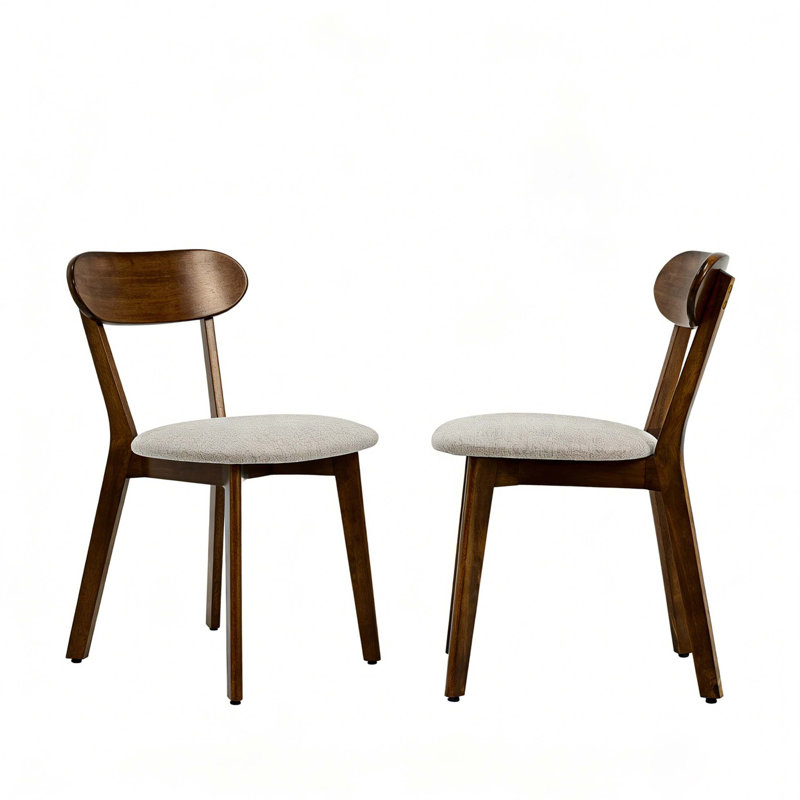 Ensemble de 2 chaises de salle à manger en bois massif de style Mid-Century moderne avec revêtement, chaise de cuisine avec dossier incurvé et coussins de pieds réglables (coussin)