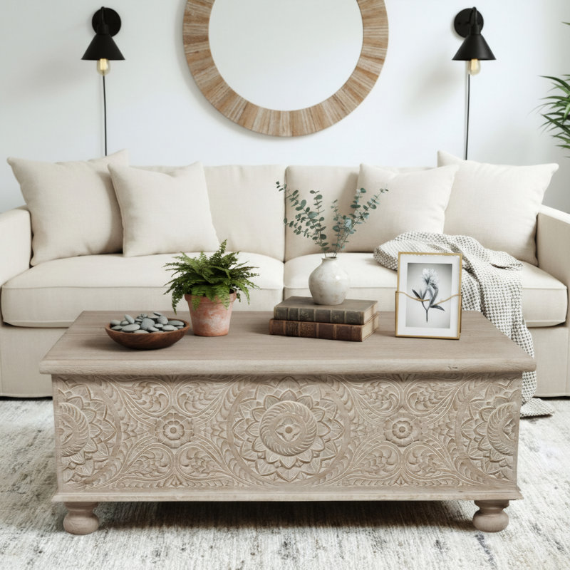 Harleen Solid Wood Single Coffee Table, Natural