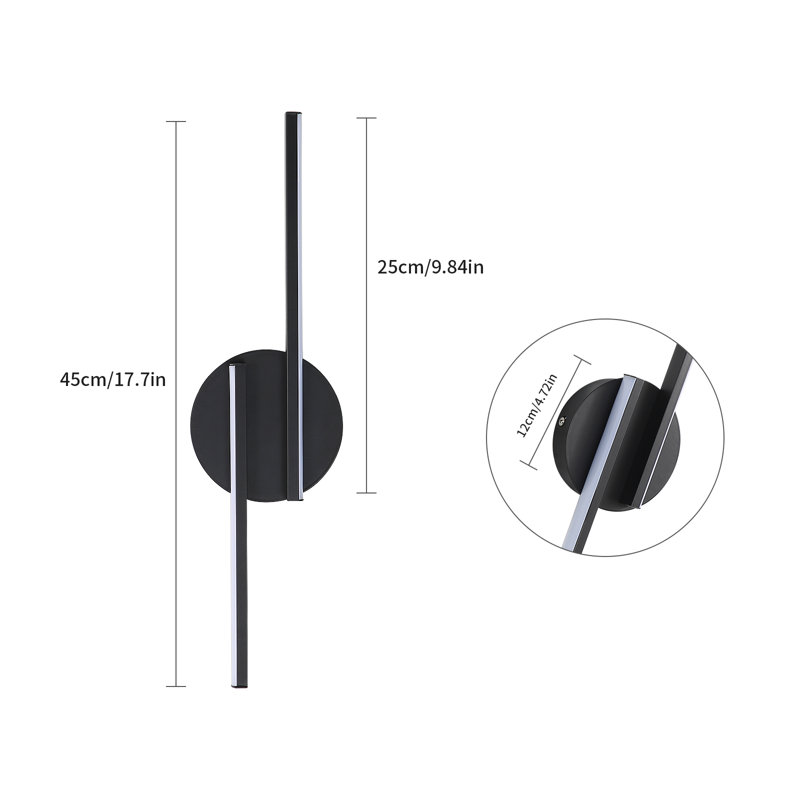 Azayleah Aluminium Indoor LED Wall Sconce, Black, 6500K