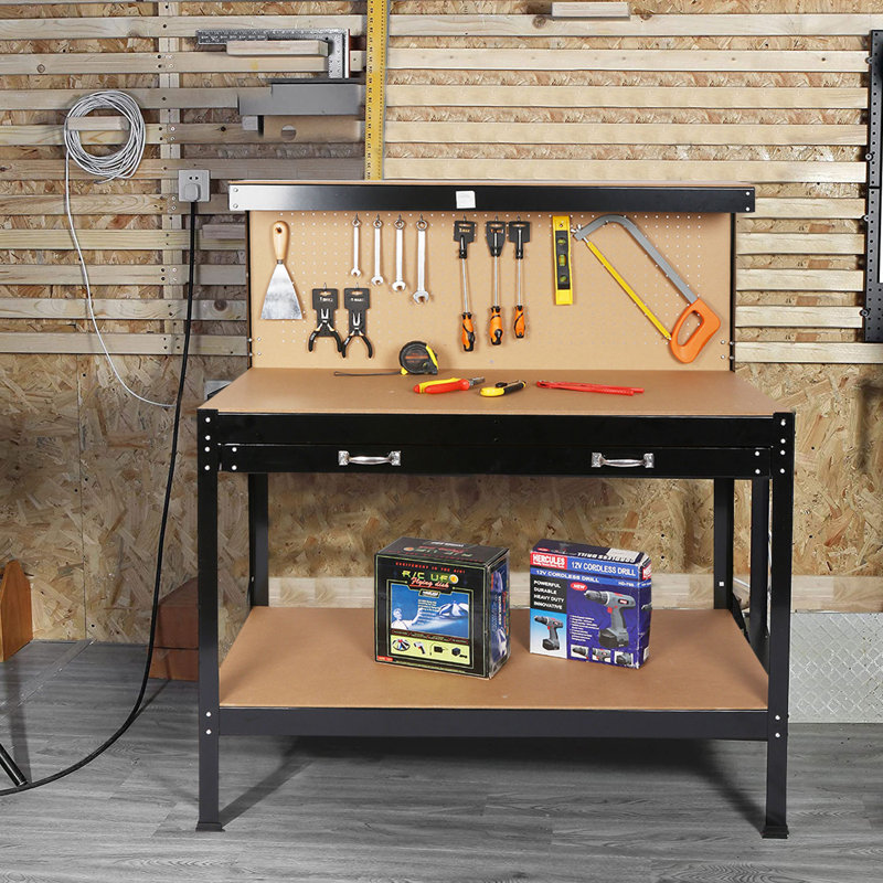 Wood Top Workbench, 63" H x 48" W x 24" D