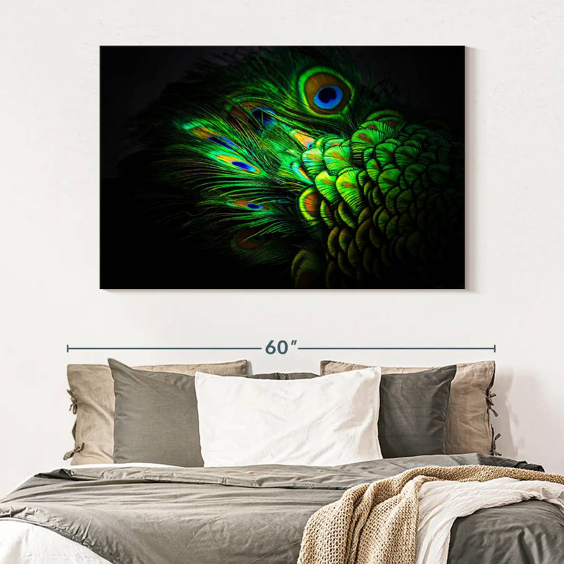 Emerald Peacock Feather, 34" H x 51" W