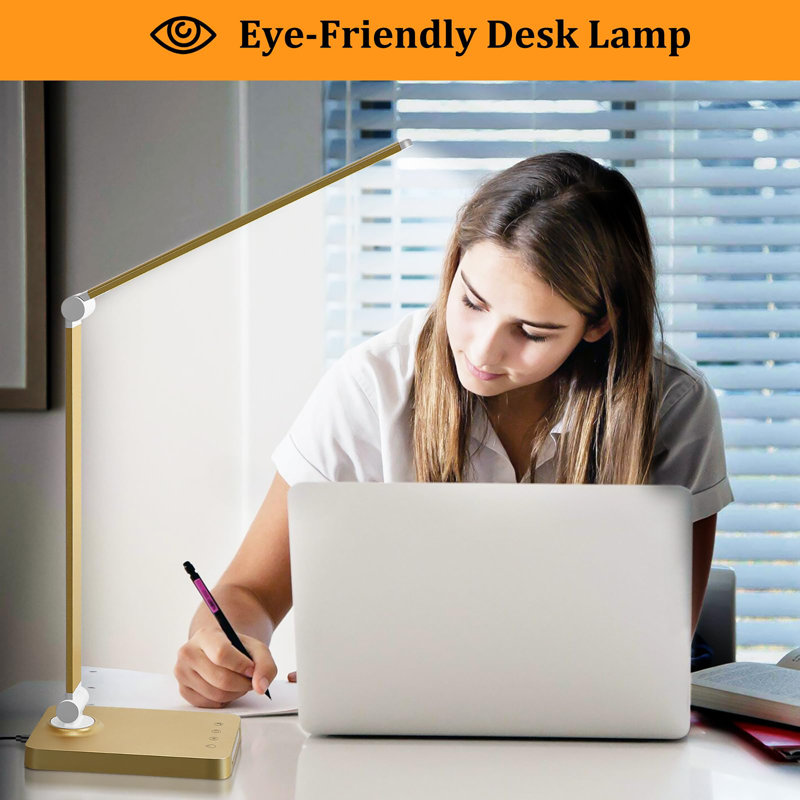LED Desk Lamp with USB Ports,Touch Desk Lamps for Home Office with 5 Color Modes,3 Brightness Desk Light with Small Night Light,Reading Lamp Table Lamp for Bedroom Bedside Study(with adapter)