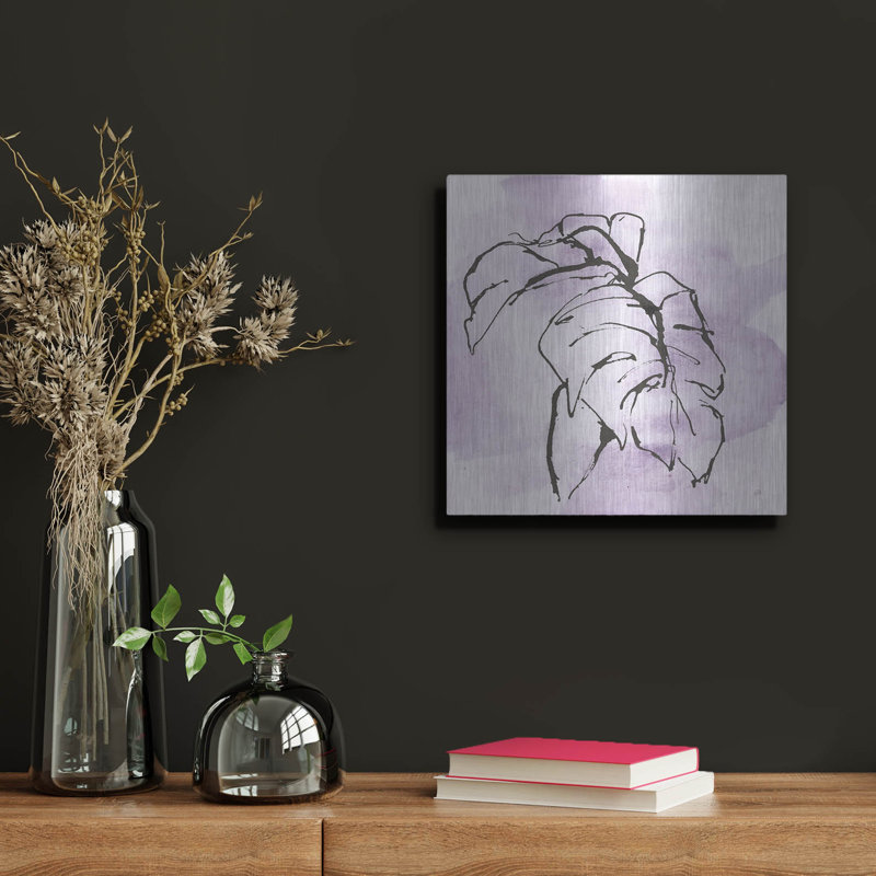 Art mural en métal Winston Porter «Midnight Plum Leaf 1» par Chris Paschke, H 12 po x l 12 po