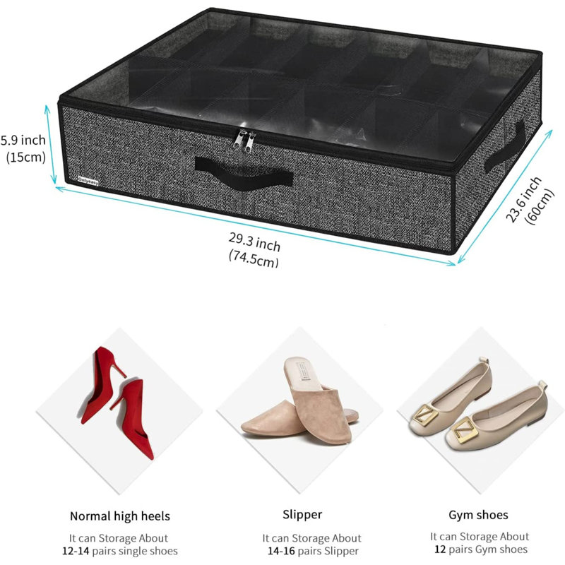 24 Pair Stackable Underbed Shoe Storage