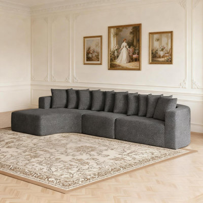 Ensemble de canapé modulaire en chenille de 131,1 pouces, canapé incurvé moderne en forme de nuage avec 10 coussins, canapé modulaire en L (méridienne gauche)