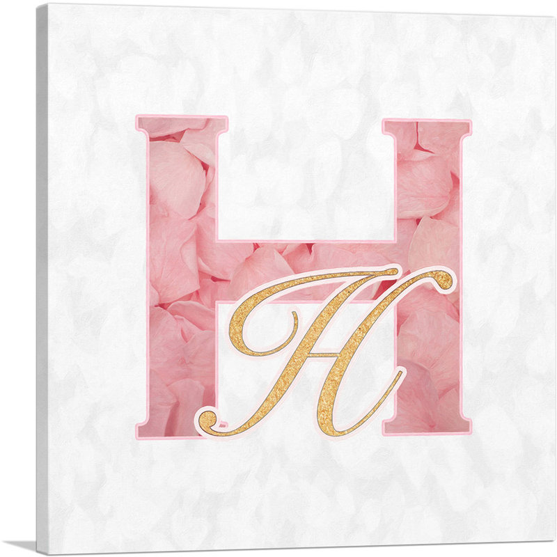 «Chic Chic Gold Gold Alphabet», lettre H - reproduction d'art textuel sur toile tendue, H 18 po x l 18 po x P 0,75 po
