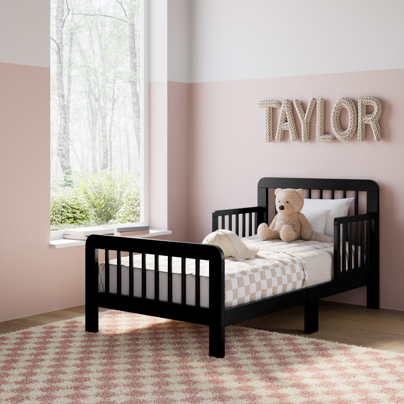 Pasadena Toddler Bed with Guardrails, Black