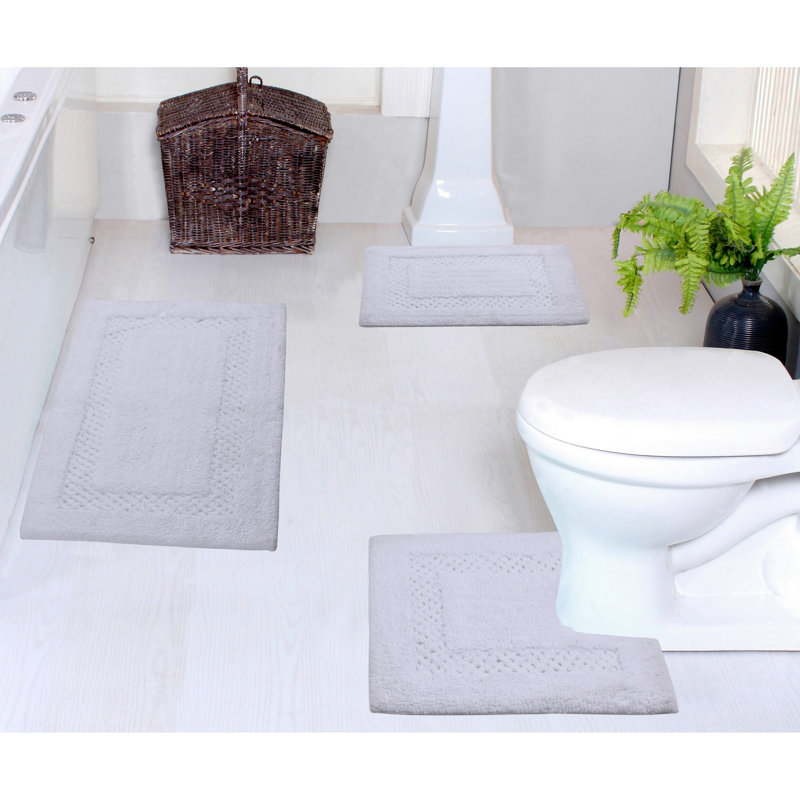Tapis de bain 100% coton Classy Bathmat Collection (ensemble de 3), Blanc