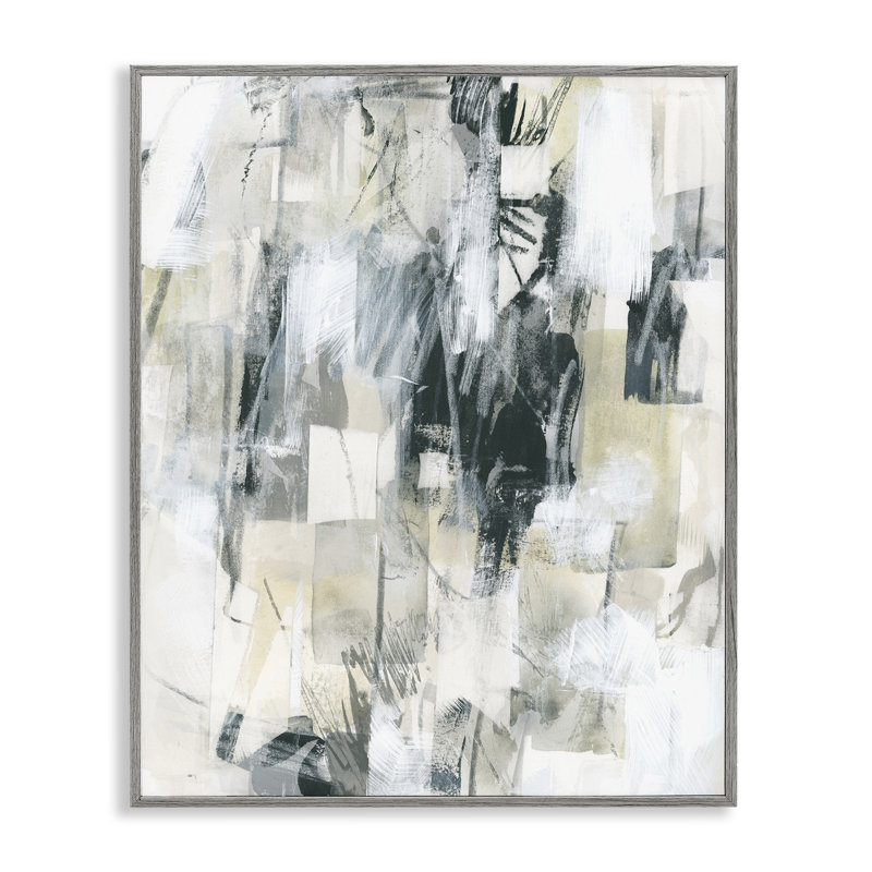 «Gray Layered Restless Shapes», art de la giclée encadrée par June Erica Vess, Estampe numérique Farmhouse, H 14 po x l 11 po