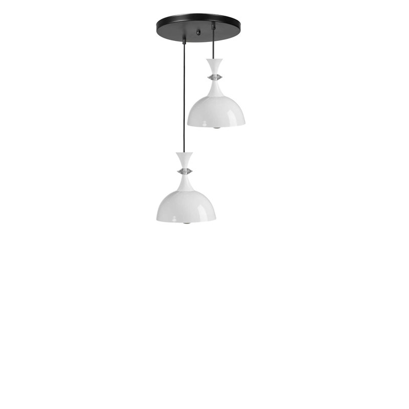 Lustre, 2 niveaux, Blanc/Noir, Deux lumières