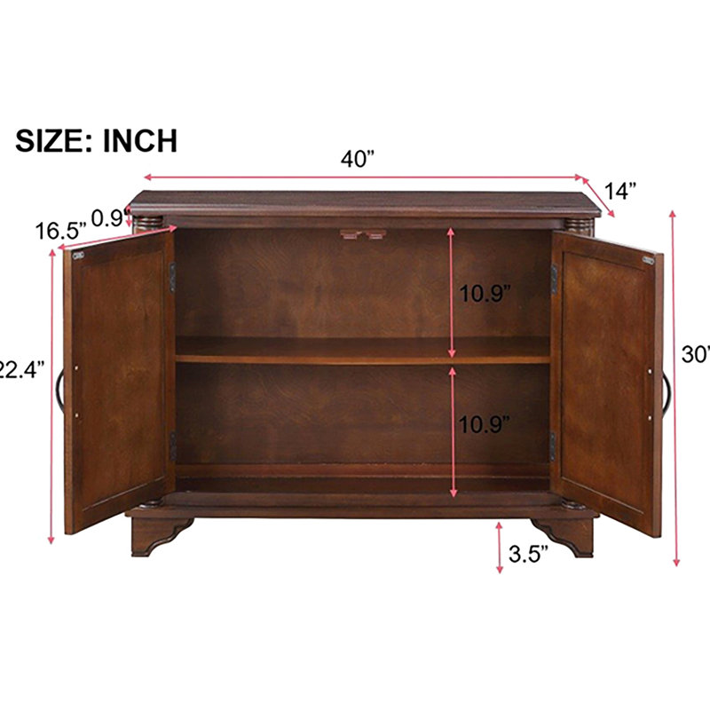 Console d'entrée 101,6 cm (40 po), style rétro. Finition soignée. Étagère de rangement. Pieds en bois massif. Plateau et tablette réglables. Parfait pour le salon ou l'entrée.