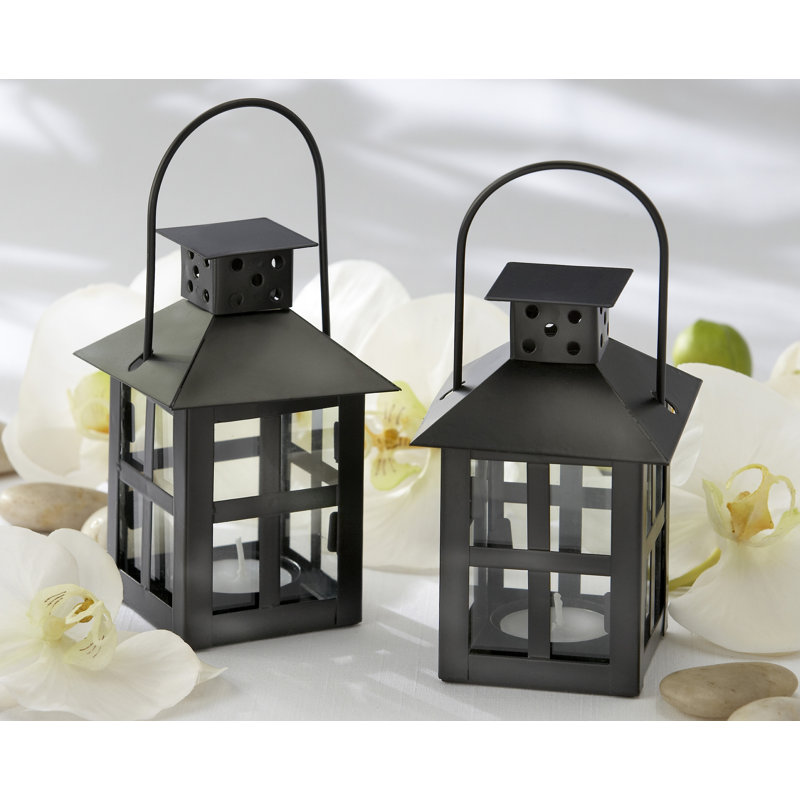 Tabletop Lantern, Black, 3" W x 3" D x 6.69" H