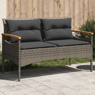 Patio Bench With Cushions 45.7X24.6X29.1" Poly Rattan by Lark Manor