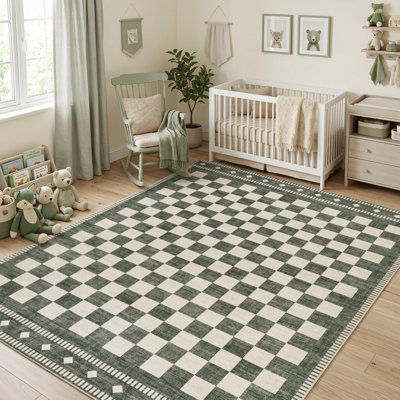 Tapis à motif géométrique en laine synthétique à poils courts