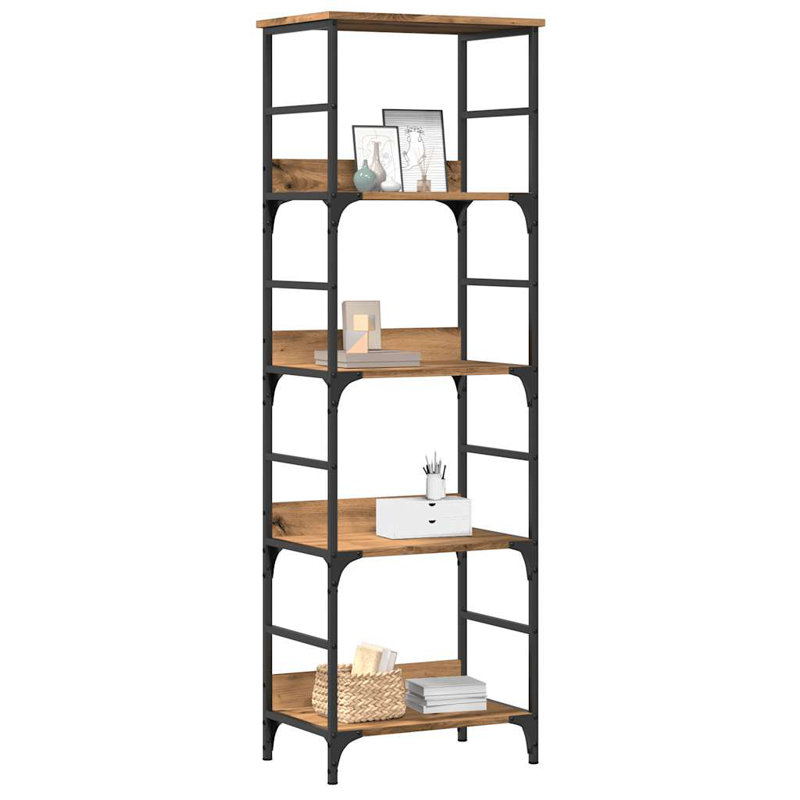 Holweg 50cm W Steel Standard Bookcase, Artisan Oak, (4 Shelves) 153 cm H x 50 cm W x 33 cm D