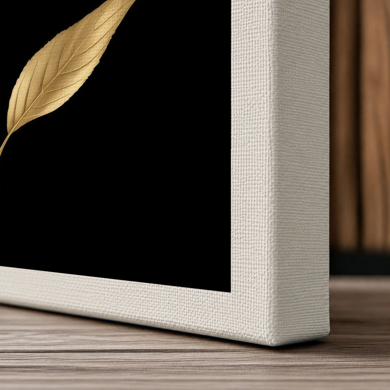 Golden Bloom Study Botanical - Wrapped Canvas, 36x24 - 91.4 x 61.0 cm, Cream Border