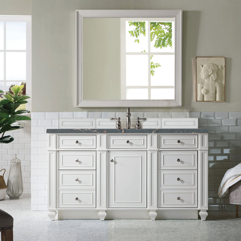 Bristol 60'' W Single Vanity, Bright White, Parisien Bleu, 8" Widespread