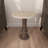 Mango Wood Handmade Turned Gray Side End Accent Table with Brown Mosaic Wood Chip Tabletop