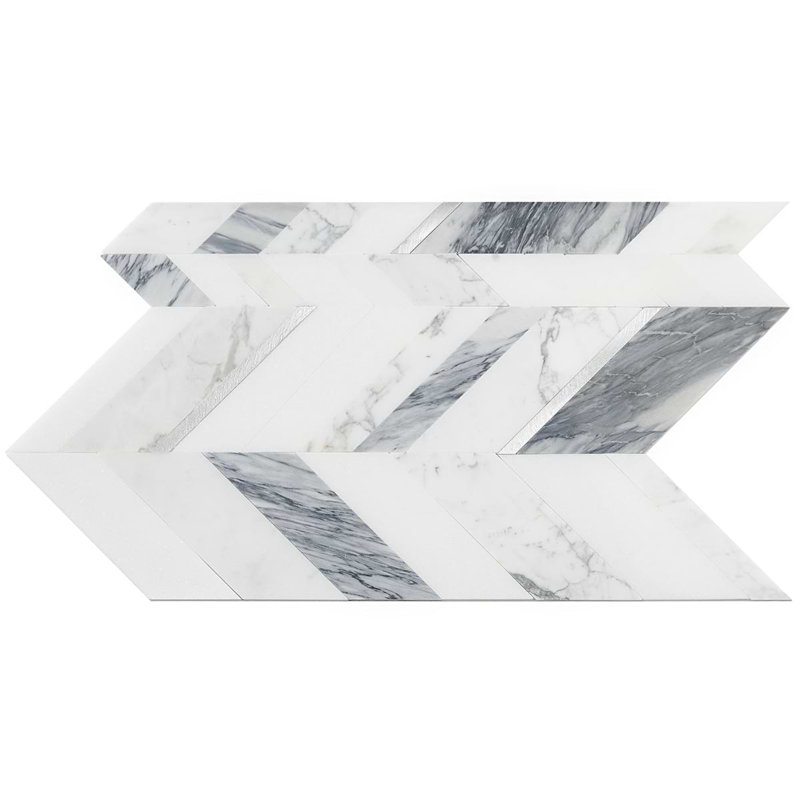 Amari Polished Marble And Aluminum Mosaic, Grigio