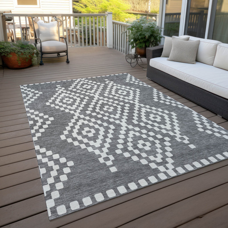 Malek Indoor/Outdoor Area Rug with Non-Slip Backing, Rectangle 9' x 12'