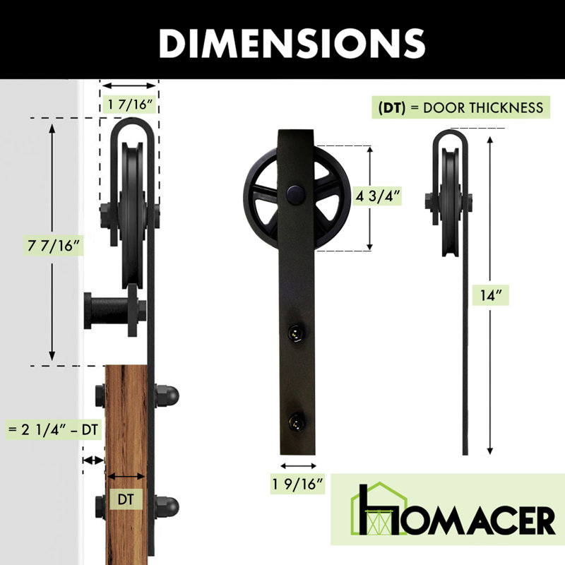 Black Rustic Heavy Duty Sliding Barn Door Hardware Kit