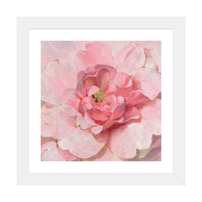 Pivoine métallique rougissante par Danhui Nai - impression, H 16 po x l 16 po x p 1 po, Papier encadré blanc, Blanc