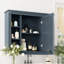 Rangement mural pour salle de bain - 35 po x 28 po avec miroir, intimité dissimulée, nombreux matériaux de l'armoire, construction, couleur bleue-621972949