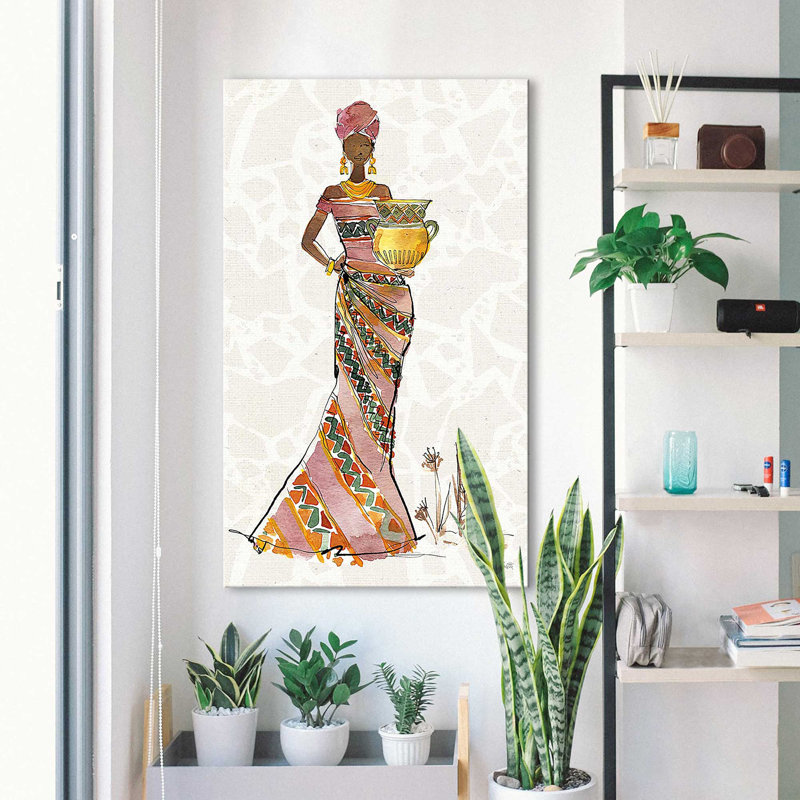 Flair africain X C par Anne Tavoletti - Peinture, Toile tendue, H 30 po x l 18 po x P 1 po