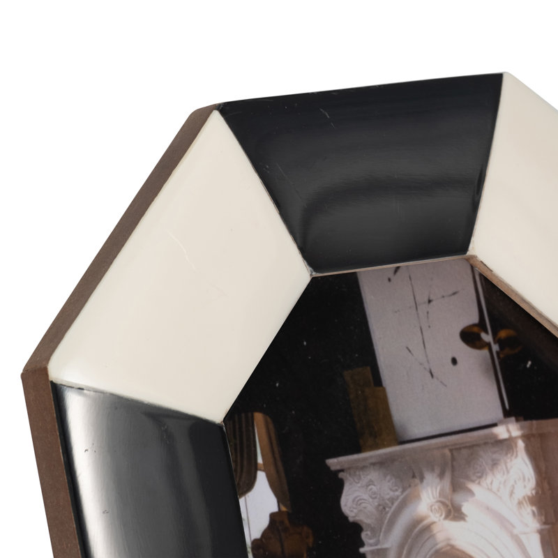Cadre photo géométrique octogonal en résine et verre contemporain