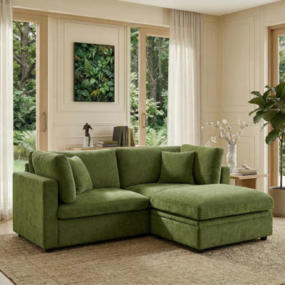 82.7” W Oversized Down-Filled 3-Seater Modular Sofa With Ottoman