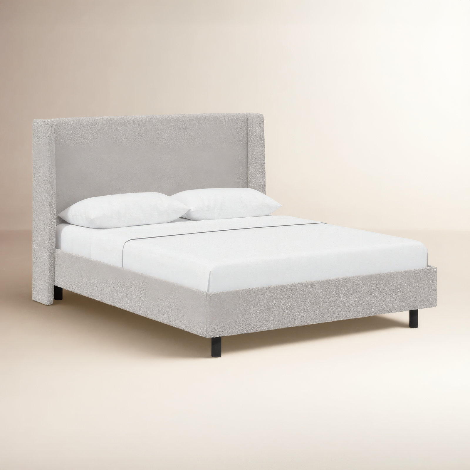 Tilly Upholstered Low Profile Platform Bed, King, Classic Elephant Boucle