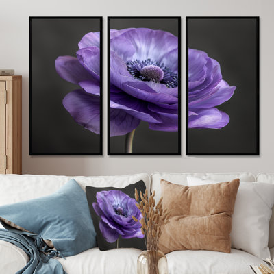 Ensemble de décoration murale noir et mauve Nature Nuance II - Renoncule