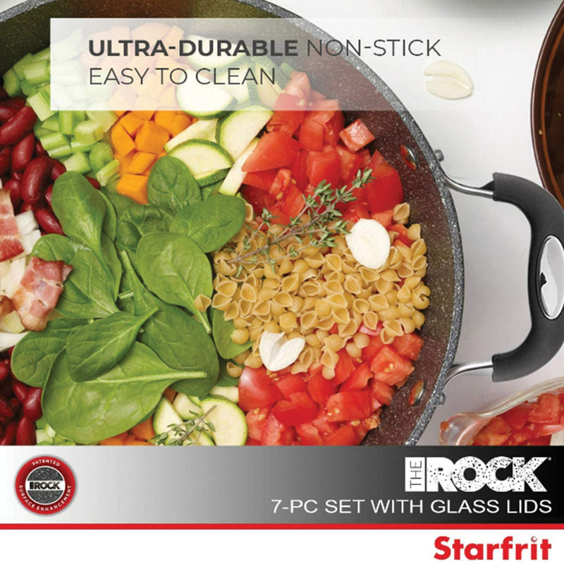 THE ROCK by Starfrit 7-Piece Cookware Set with Bakelite Handles