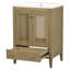 Meuble-lavabo de 24 po avec lavabo en céramique, meuble-lavabo, structure naturelle, rangement abondant, meuble-lavabo simple à installation manuelle, lavabo, support de porte solide,
