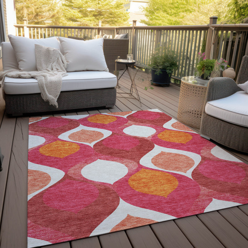 Tapis géométrique en polyester résistant aux taches et lavable à la machine, Rectangle 9 pi x 12 pi