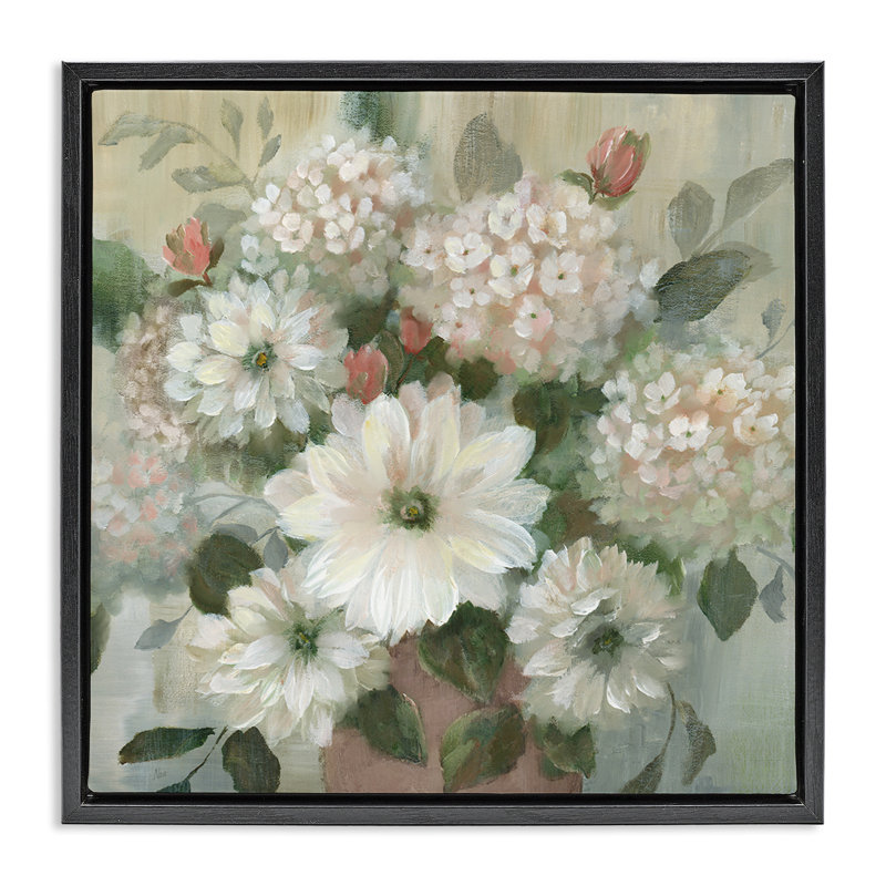 Bouquets mixtes de fleurs de chalet, Cadre flottant noir de jais, H 18 po x l 18 po