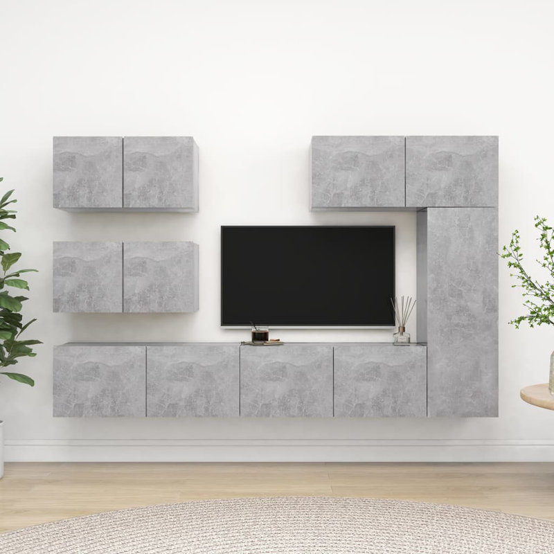 Azed Unfinished Floating Entertainment Centre for TVs up to 32", Concrete Grey