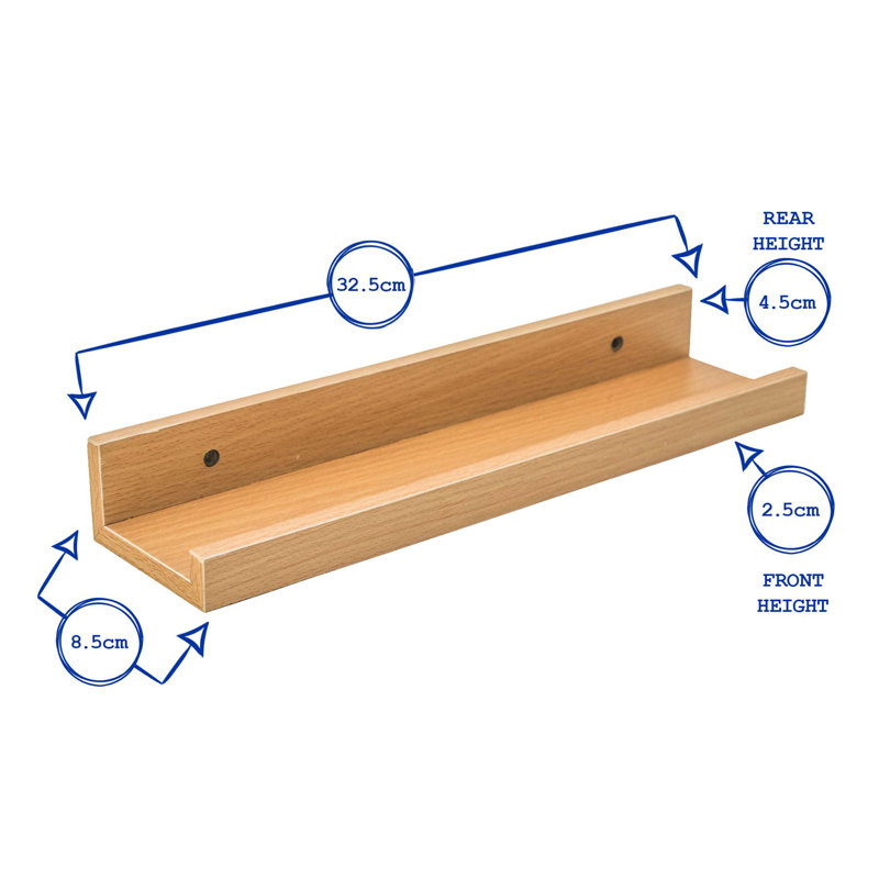Wood Floating Shelf, Brown, 13 cm H x 40 cm W x 9.5 cm D