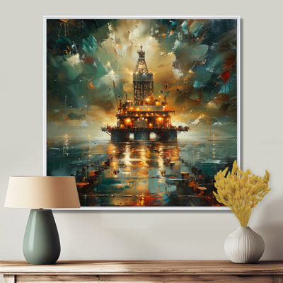 Green Black Oil Offshore Drill - Oil Rigs / Fields Wall Decor