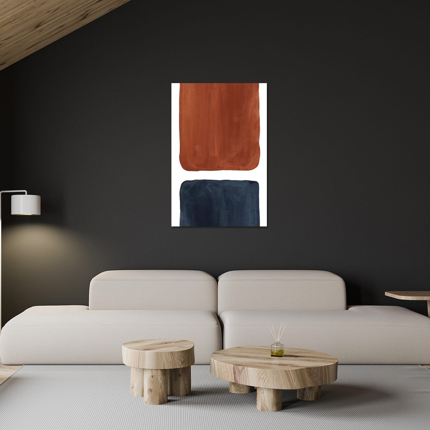 George Oliver Navy Blue and Terracotta Geometric Watercolor by Whales ...