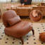 Fauteuil de chambre en similicuir brun Wood-1851782060
