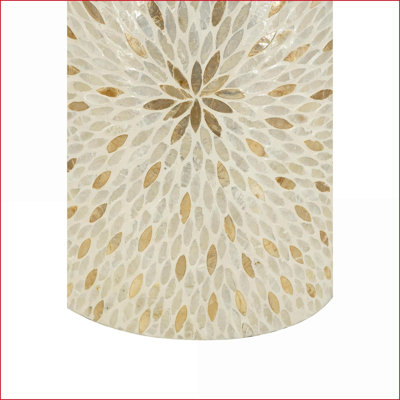 Tabourets d'appoint 14 po x 14 po x 18 po Or + blanc Capiz Starburst pour salon / salle à manger / entrée | Or / blanc | Panneau de fibres à densité moyenne; Capiz