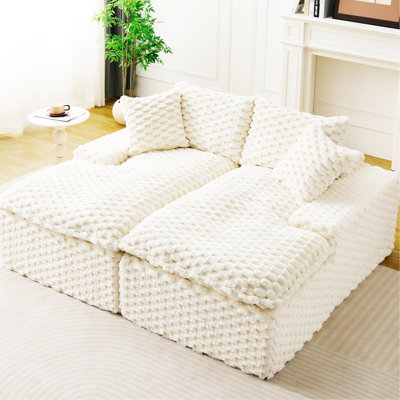 Chaise longue double en velours Turtle, couleur blanche, arrangement multifonctionnel pour les rassemblements intérieurs, chaise paresseuse à utilisation quotidienne