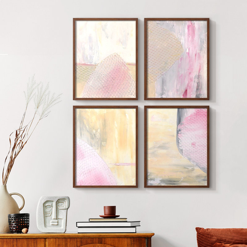 «Paper Slice II», ensemble de 4 reproductions encadrées, Naturel, H 28 po x l 22 po