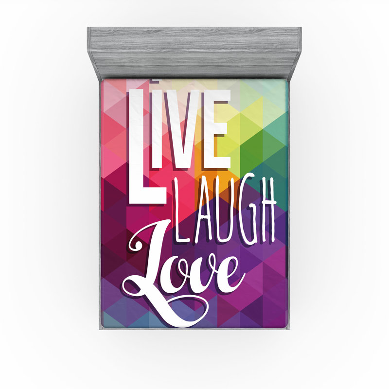 Multicolore drap-housse Ambesonne Live Laugh Love, Ensemble de draps pour grand lit