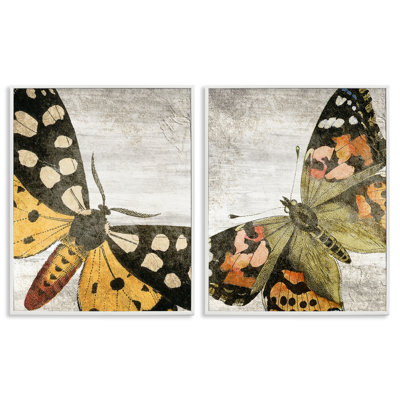 "Vintage Spots Butterflies", ensemble de 2 giclées encadrées par Kim Allen