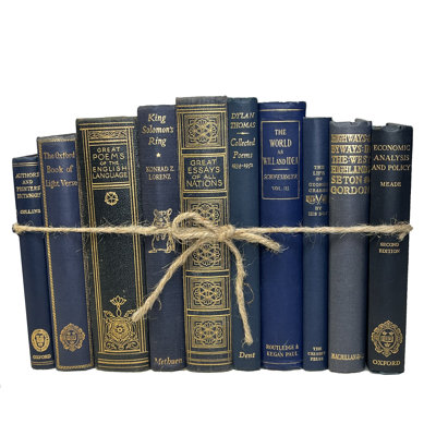 Livres décoratifs - Ensemble de livres rétro bleu marine - 1 pied de livres bleus