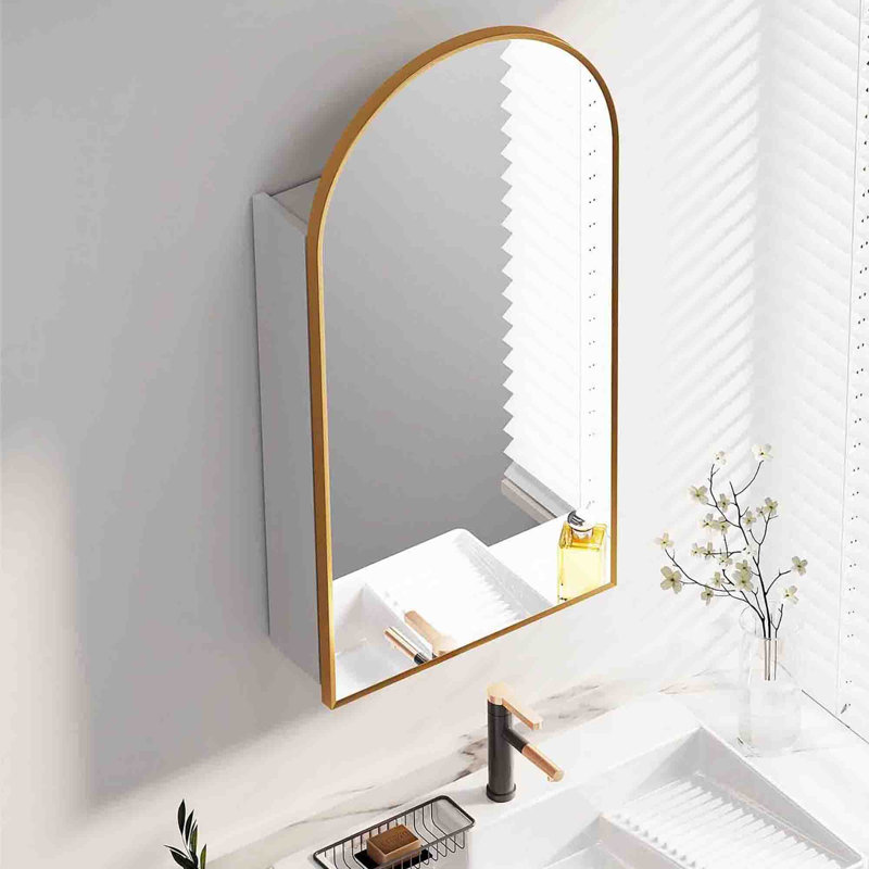 400Mm W 800Mm H Wall Mounted Required Framed Medicine Cabinet With Mirror And Shelf, Brushed Rose Gold